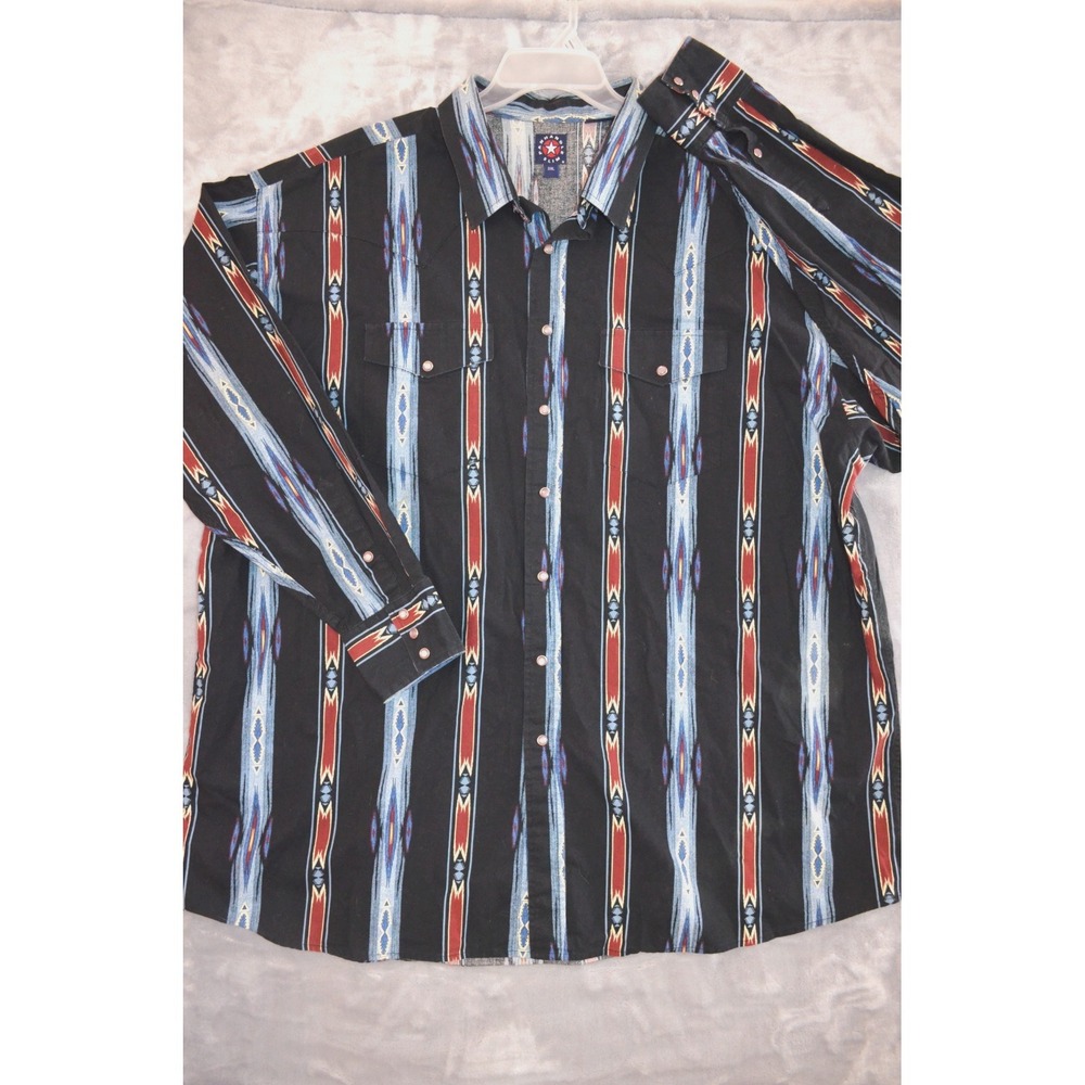Panhandle Slim Western Shirt Mens 3XL Aztec Striped Snap Front Long Sleeve